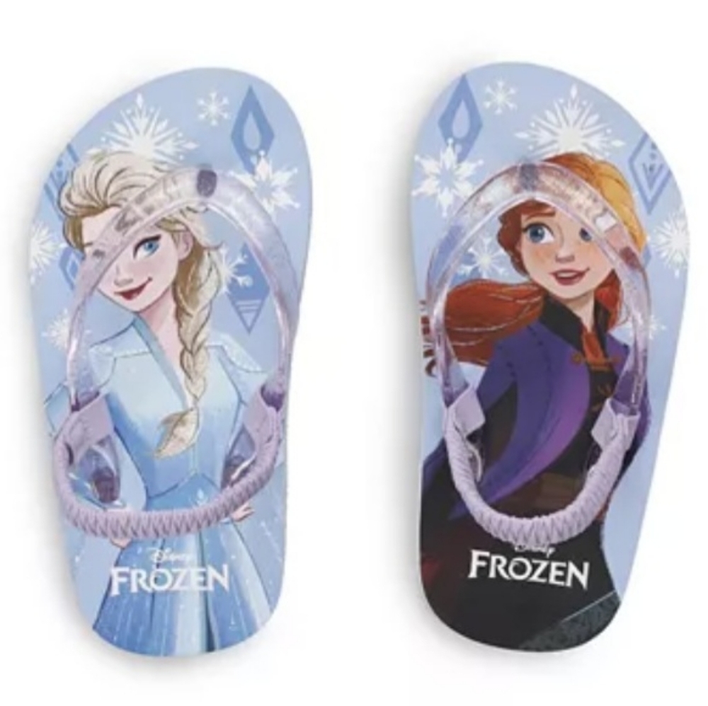 Disney Frozen 2 Shimmer Beach Flip Flop Sandal Girl Thong Size 9-10
